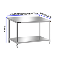 Table de travail en acier inoxydable, étagère en acier inoxydable, établi avec étagères