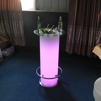 Meuble de bar LED, Table de bar ronde LED, Comptoir de bar extérieur LED rechargeable et télécommandé, Produits rotomoulés