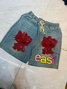 Short en jean pour femme avec strass de haute qualité, motif dessin animé OC147 - Product Image 3