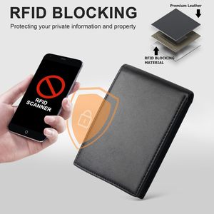 กระเป๋าสตางค์หนังแท้สำหรับผู้ชาย แบบพับสองตอน ป้องกัน RFID ช่องใส่บัตรหลายช่อง สไตล์คลาสสิก ใช้ได้ทุกวัน - Product Image 4