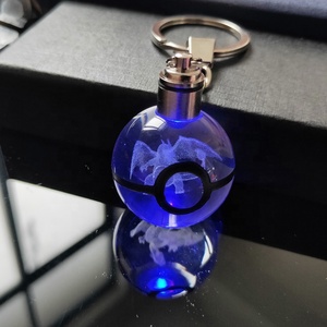 <strong>Cheap</strong> Wholesale Led <strong>Crystal</strong> Poke Keychains Custom 3d Laser Engraving Cartoon Character Led Light <strong>Crystal</strong> Keychain - Product Image 3