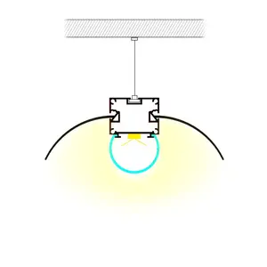 Toptan gri soğutucu-LED tavan profili yuvarlak difüzörlü Led soğutucu Flex serisi LED şerit