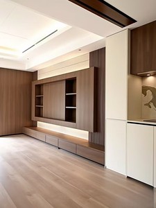 Современная деревянная тумба под телевизор: многофункциональная, с местом для хранения, настенная и напольная установка, экологичный дизайн ручной работы для гостиных и торговых центров - Product Image 4