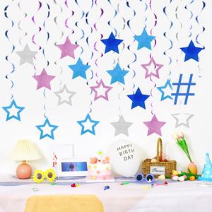 Sacs de fête suspendus en spirale fêtes d'anniversaire étoiles pentagonales Vortex Chandling papier fête Raffles élégant 1 couleur impression 14 ans - Product Image 1