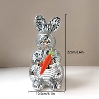 Décoration de Pâques transfrontalière en mosaïque de verre, lapin disco, ornements pour fêtes intérieures, fournitures de fête, décoration intérieure
