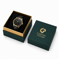 Boîte d'emballage de montre verte de luxe, logo personnalisé, boîte à fond et couvercle pour hommes et femmes
