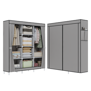 Armoire Portable en Tissu avec Housse, <span class=keywords><strong>Penderie</strong></span> Robuste avec Étagères, Garde-Robe Autoportante pour Chambre et Dortoir, Organisateur <span class=keywords><strong>de</strong></span> Rangement - Product Image 1