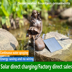 <span class=keywords><strong>Fontaine</strong></span> d'eau <span class=keywords><strong>solaire</strong></span> moderne de style nouveau, marque LIFA, <span class=keywords><strong>pas</strong></span> chère, pour intérieur/extérieur, statues de sirènes en résine, art déco - Product Image 2