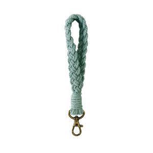 Bracelet <span class=keywords><strong>porte</strong></span>-clés en <span class=keywords><strong>macramé</strong></span> de style <span class=keywords><strong>simple</strong></span> fait à la main sangle de poignet de couleur pure et pendentif de sac <span class=keywords><strong>porte</strong></span>-clés dragonne souple - Product Image 3