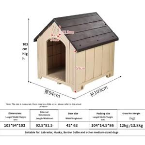 Caseta para Perros de Plástico Moderna de Alta Calidad, Lujosa, Impermeable, Universal para las Cuatro Estaciones, para Razas Grandes, Villa para Mascotas al Aire Libre - Product Image 6