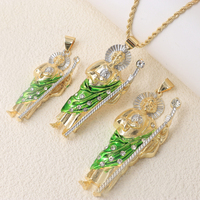 Pendentif Saint Jude en émail plaqué or 14 carats avec zircon, breloque religieuse hip-hop pour hommes audacieux, cadeau de fête unisexe