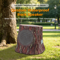 Enceinte Bluetooth 5.3 Wood Connect, Stone, sans fil, pour extérieur, autonomie de 24 heures, avec charge solaire, résistance à l'eau et à la poussière IP65