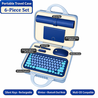 Ensemble cadeau d'entreprise rose avec logo personnalisé, clavier sans fil, souris, clé USB, thermos, parapluie, stylo, carnet, boîte cadeau d'affaires