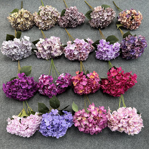 Fleurs artificielles d'hortensia à 5 têtes en soie pour bouquets de mariage et décorations de scène - Product Image 1