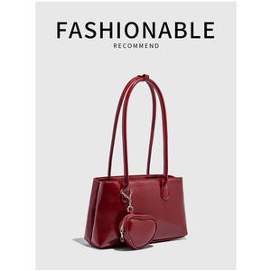 Nuevo Bolso de Hombro de Una Sola Correa para Mujer, Color Rojo, Forro de PU, Cierre con Broches, Impermeable, 26*11*20cm - Product Image 2