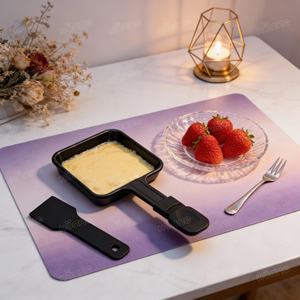 4 pièces de mini-plaques à griller carrées antiadhésives avec 4 spatules à <span class=keywords><strong>raclette</strong></span>, <span class=keywords><strong>accessoires</strong></span> pour raclettes, plateaux de remplacement - Product Image 5
