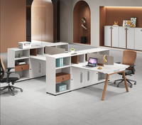 Station de travail exécutive moderne pour 2 personnes, ventilateur de refroidissement E1, support CPU, verrouillage par mot de passe, bord en PVC biseauté, pied en acier de 1,5 mm réglable