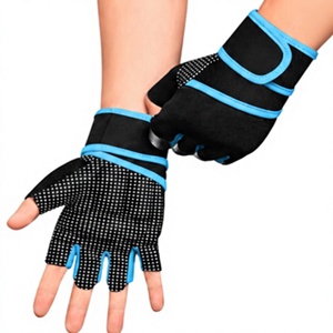 <b>Half</b> Finger Gym Gloves Breathable Mesh Adjustable Wrist Strap Non <b>Slip</b> For Training Weight Lifting Fitness Unisex - Product Image 1