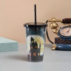 Halloween Christmas Series Double Wall <b>Straw</b> Cup Cartoon Summer Creative Style <b>Reusable</b> Plastic Tumbler with <b>Straw</b> for Holiday - Product Image 6