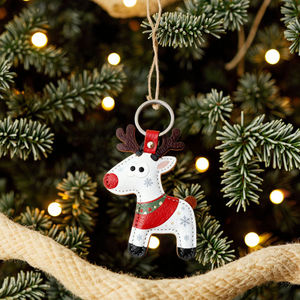 Zenos Handmade Leather Reindeer Keychain Cute Animal Design Holiday Decoration & Gift Idea - Product Image 5