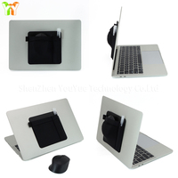 Pochette de rangement arrière pour ordinateur portable à 2 emplacements avec porte-stylo, pochette organisatrice carrée autocollante pour souris, sac de rangement pour souris sans fil