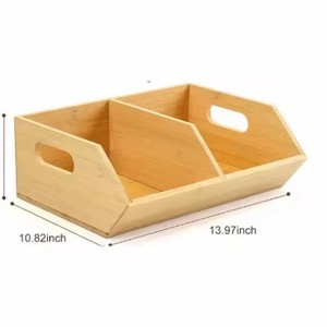 Boîte de rangement rectangulaire en bambou 8-11,9 pouces, organisateur de cuisine multifonction pour comptoir - Product Image 3