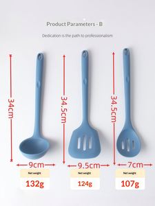 7 Piece <b>Silicone</b> Kitchen Utensils Set Food Grade Non Stick Heat Resistant Cookware with Wooden Handle for Cooking - Product Image 5