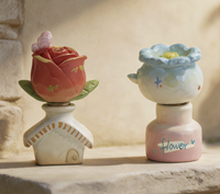 Figurine en résine à thème floral, mignonne et de style dessin animé, boîte mystère avec emballage d'origine, décoration florale colorée pour bureau, cadeau de collection