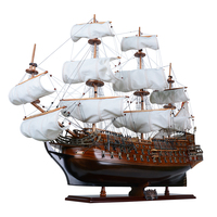 T063C - Modèle de voilier en bois San Felipe à voile courbée, bateau à voile artisanal peint à la main, artisanat nautique pour la décoration intérieure