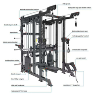 PINJIAN Máquina Multifuncional de Acero de Alta Resistencia con Carga de Placas, Cable Crossover, Máquina Smith, Power Rack y Squat Rack