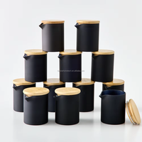 Tempat Lilin Kaca Tahan Panas 6oz, Dapat Digunakan Kembali, Bening/Hitam/Buram, dengan Corong Tuang, untuk Minyak Tubuh, Relaksasi Otot, Spa di Rumah
