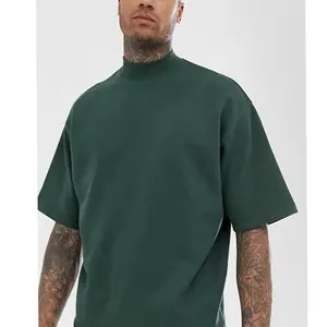 Camisa De Luxo Homens T-Shirt Oversized Algodão Exército Verde Tartaruga Pescoço Caiu Ombro Camisetas Vintage T Shirts