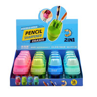 Taille-crayon Guai Guai Bear ovale à double trou en TPR, gomme transparente non toxique 4 couleurs pour enfants, idéal pour l'école