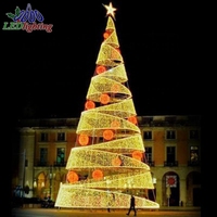 Décoration de Noël géante en forme d'arbre en spirale, éclairage LED extérieur, cadre en fer fait main, indice de protection IP65, télécommande