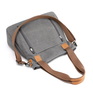 Custom Large Capacity Women's Retro Canvas Crossbody Bag Three Straps Zipper Closure Polyester Lining Fashionable Hand Bag - Product Image 3