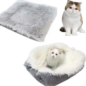 Atacado Lavável Luxo Grande Cat Pet Dog Bed Faux Fur Cat Rodada Pet Bed Cave Pet Cobertor Pet
