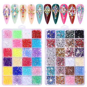 อุปกรณ์ตกแต่งเล็บ DIY ใช้งานง่าย 24 ช่อง แบบหลังแบน AB สีแฟนซี เรซิ่นตกแต่งเล็บ สำหรับตกแต่งเล็บ - Product Image 1