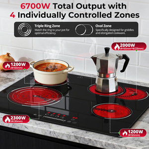 Table de cuisson <span class=keywords><strong>vitrocéramique</strong></span> <span class=keywords><strong>60</strong></span> <span class=keywords><strong>cm</strong></span>, 4 foyers avec zone ovale et zone tri-cercle, 6700 W, 9 niveaux de chaleur, commande tactile - Product Image 3