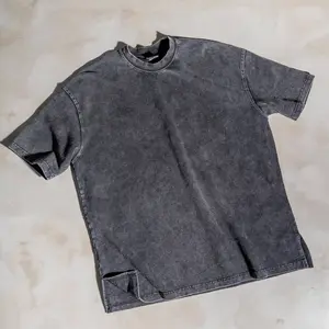 2024 High street casual 100% cotton vintage acid enzyme washed oversized t shirt