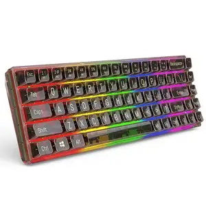 Clavier mécanique de jeu d'ordinateur personnalisé K60 filaire 68 touches transparentes capuchon de clé