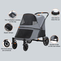 Vente chaude Luxe Gris Télécharger 40kg 4 Roues Running Dog Poussette pour un Grand Chien