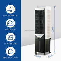 4000m3/H Ventilador dual Pantalla LED Enfriador de aire Enfriador de agua evaporativo móvil de pie Mejor enfriamiento Solo Climatisseur