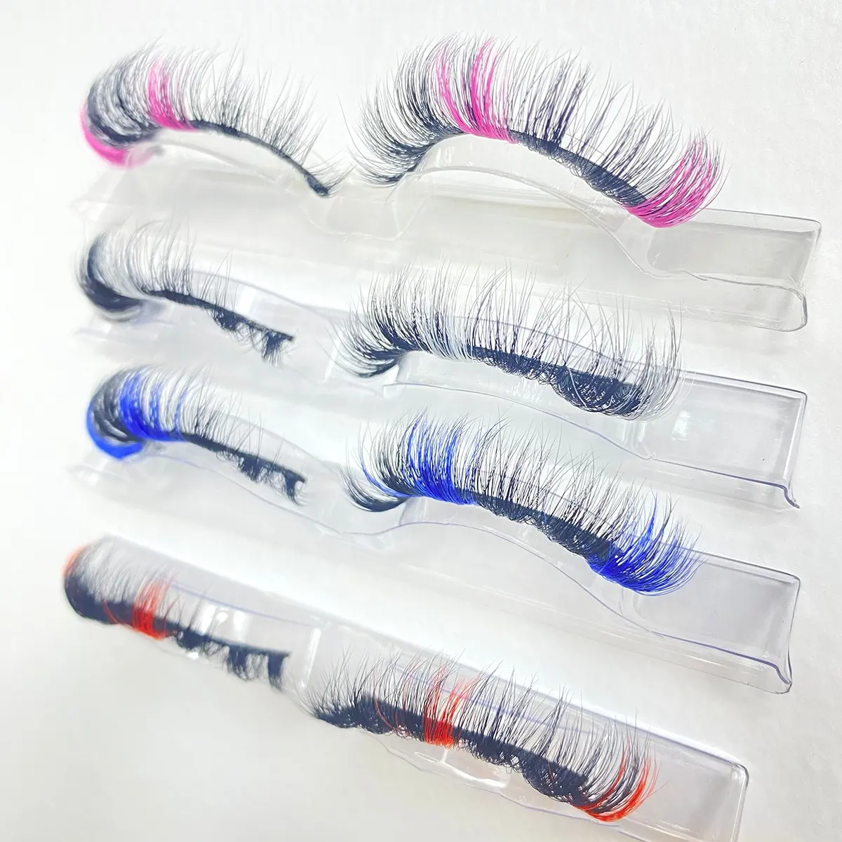 3d natural mixed colored eyelashes wholesale other two colour sik lashes full strip faux mink lashes