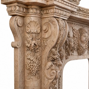 Customized Marble <b>Fireplace</b> Modern Hand Carved Luxury Classic Cream Beige Marble <b>Fireplace</b> Mantel Marble <b>Fireplace</b> Surround - Product Image 4