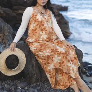 Mono Hawaiano Nuevo al por Mayor para Mujer, Tirantes, Estampado Irregular, Holgado, Mono de Rayón Prelavado Personalizado - Product Image 2