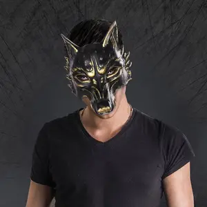Máscara de lobo assustador para adultos e crianças, vestido fantasia de carnaval de Halloween, máscara de animal realista para festa cosplay