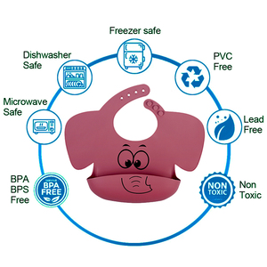 Mignon bavoir en Silicone imprimé éléphant pour bébé, bavoirs imperméables réglables pour bébé, bavoirs anti-salive doux <span class=keywords><strong>comestible</strong></span> serviette à salive - Product Image 3