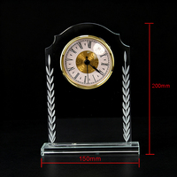 Horloge de bureau en cristal haut de gamme, souvenirs d'école, d'affaires ou de retraite, ornements gravés au laser personnalisés