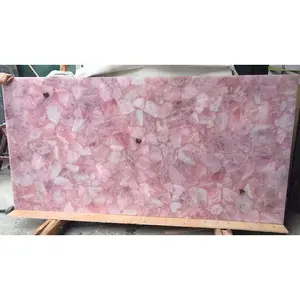 सुंदर प्राकृतिक बैकलिट सुलेमानी संगमरमर जेड पत्थर गुलाबी या मूंगा स्लैब