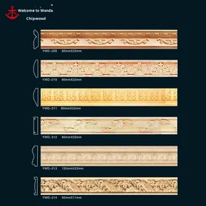 Listelles décoratives en bois de hêtre massif pour meubles de plafond, armoires à vin, cadres photo, lignes de bordure sculptées, lignes de taille en relief - Product Image 4